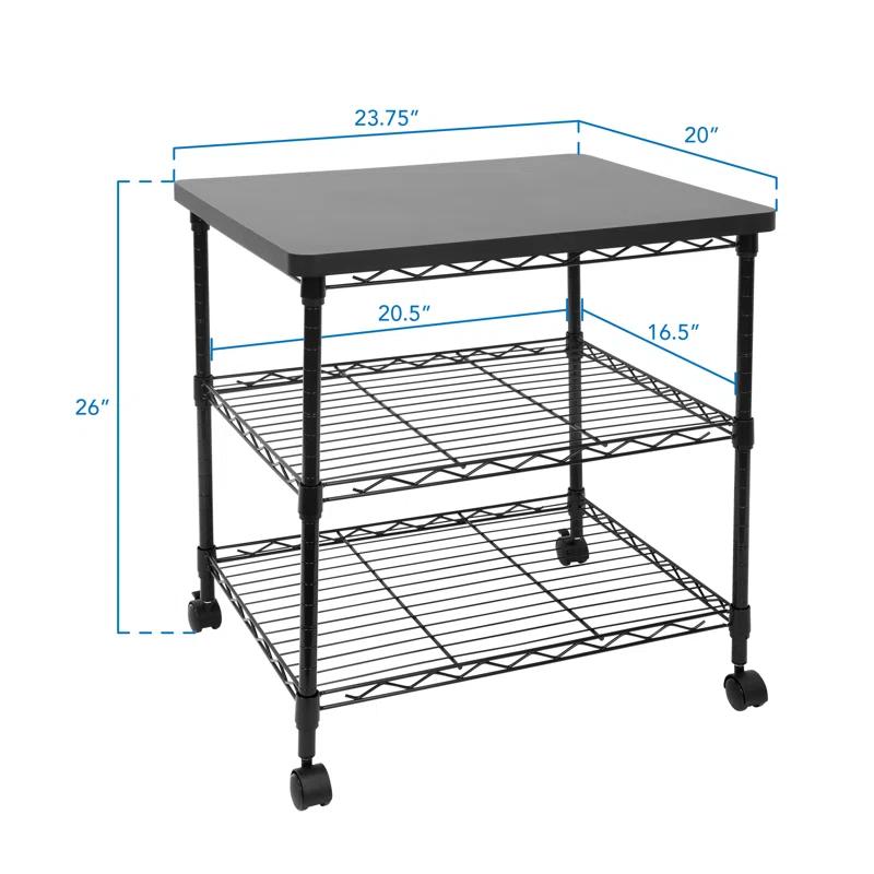 Mount-It! Printer Stand With Wheels, 3-Tier Large Printer Cart With Storage Shelves