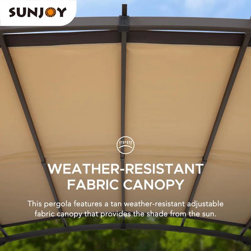 Sunjoy Sunjoy Lindt 9.5 x 11 ft. Outdoor Steel Arched Pergola with Adjustable Canopy for Patio, Backyard, and Garden