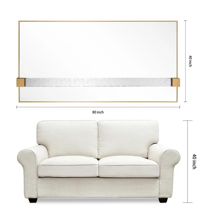 Empire Art Direct "Gleaming Horizon Wall Mirror" 40"x80" with Textured Acrylic Embellished, on Gold Iron Frame