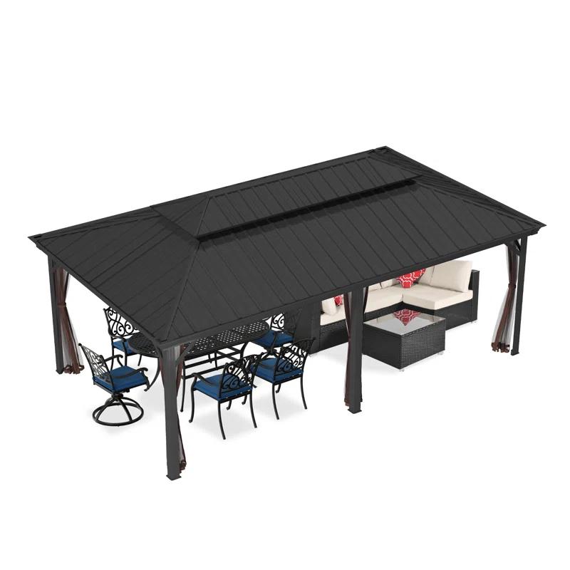 Connal 20 Ft. W x 12 Ft. D Hard Top Double Roof Aluminum Patio Gazebo