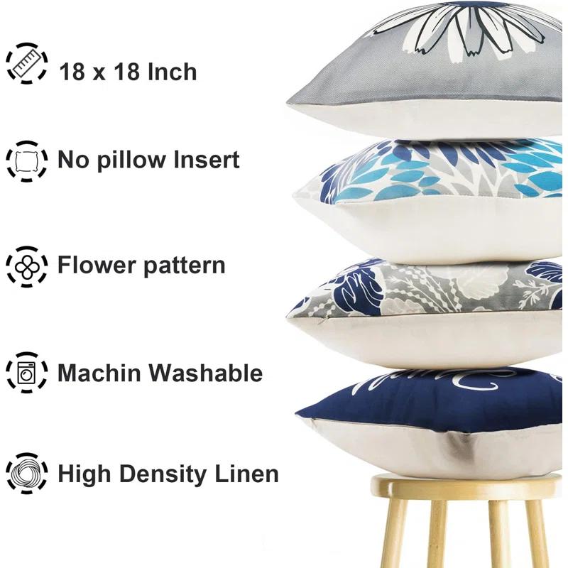 MAXAYA Decorative Throw Pillow Covers Set Of 4 Blue Pillow Covers 18X18...