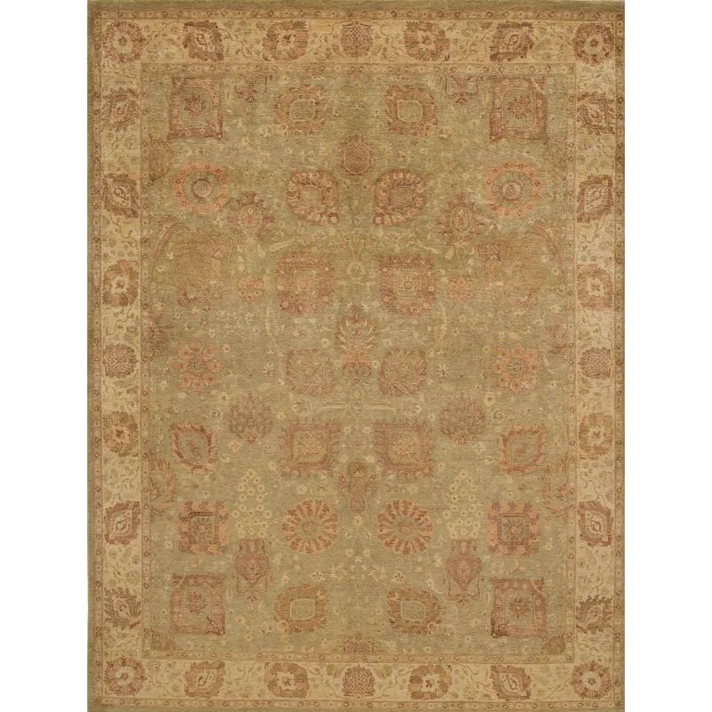 Bokara Rug Co., Inc. Rectangle Oriental Hand-Knotted Wool Area Rug in Pistachio/Ivory
