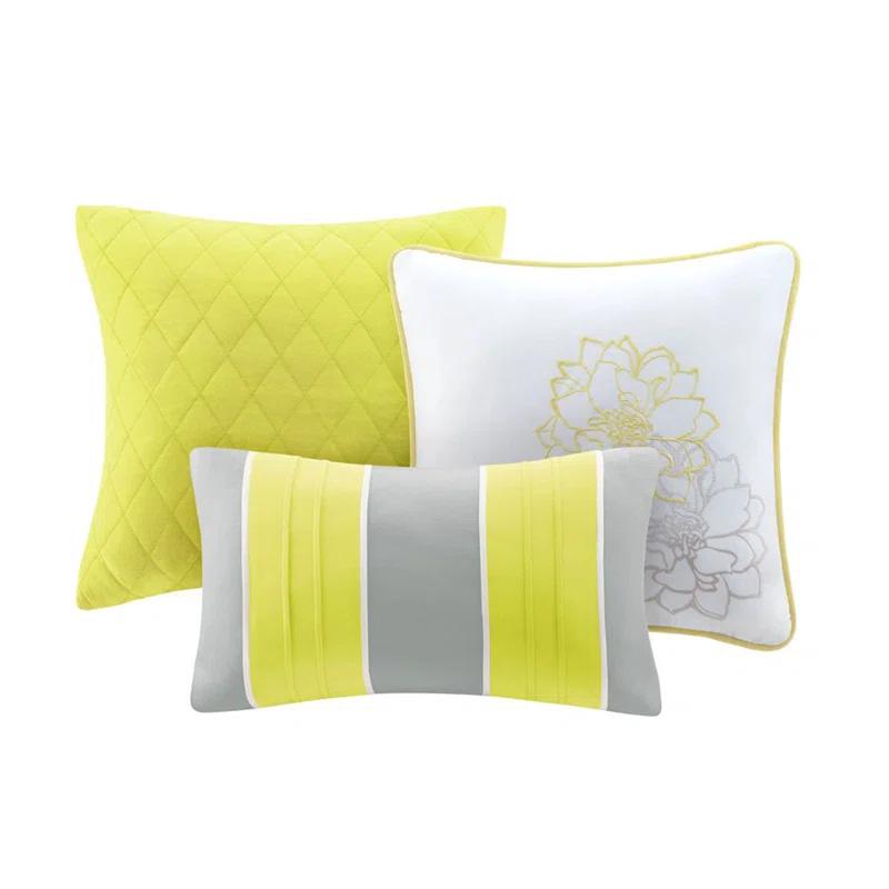 Madison Park Lola Floral 6 Piece Reversible Cotton Quilt Set