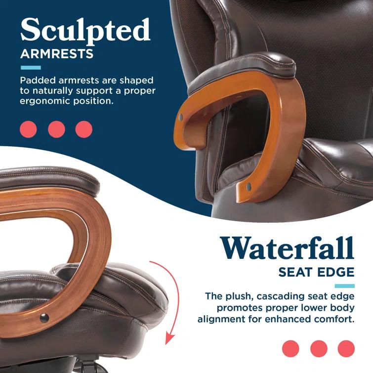 La-Z-Boy Big and Tall Trafford Executive Office Chair with AIR Ergonomic Support Technology, High Back Ergonomic Chair with Lumbar Support, Bonded Leather & Reviews | Wayfair