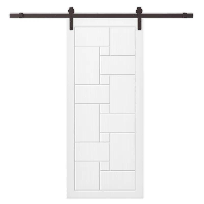 Calhome Paneled Manufactured Wood And Metal Barn Door With Installation Hardware Kit