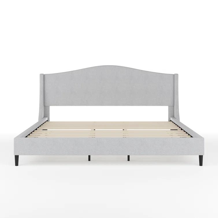 Martha Stewart Martha Stewart Amelia Upholstered Platform Bed With Curved Headboard