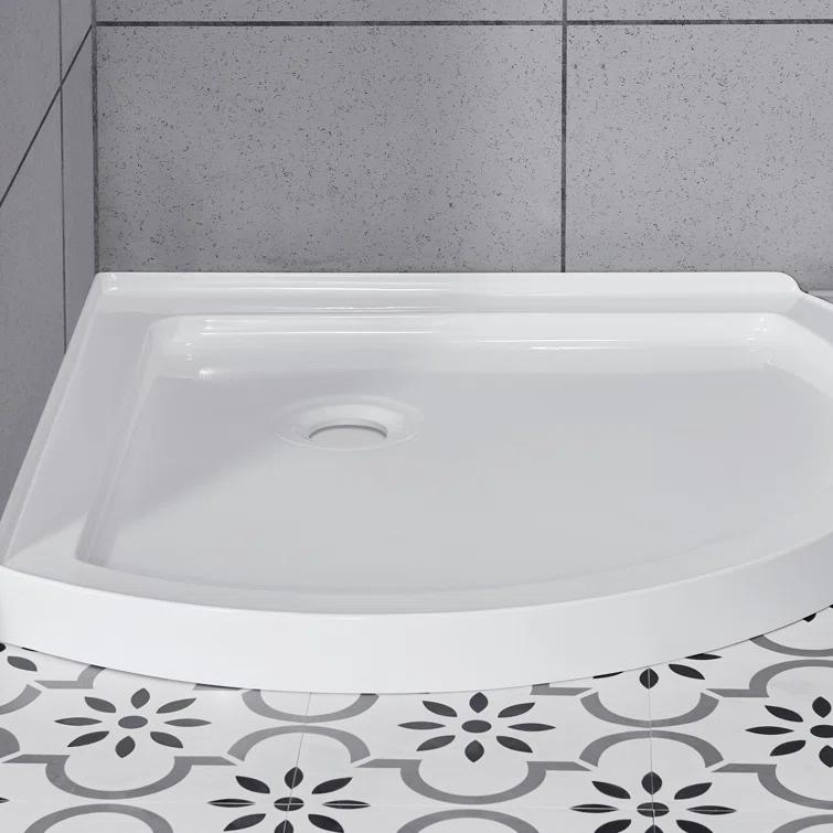 Ove Decors OVE Decors Breeze 35 in. Round Shower Kit w/ Frosted, Base, Wall 15SKA-BREF34-BLKAC