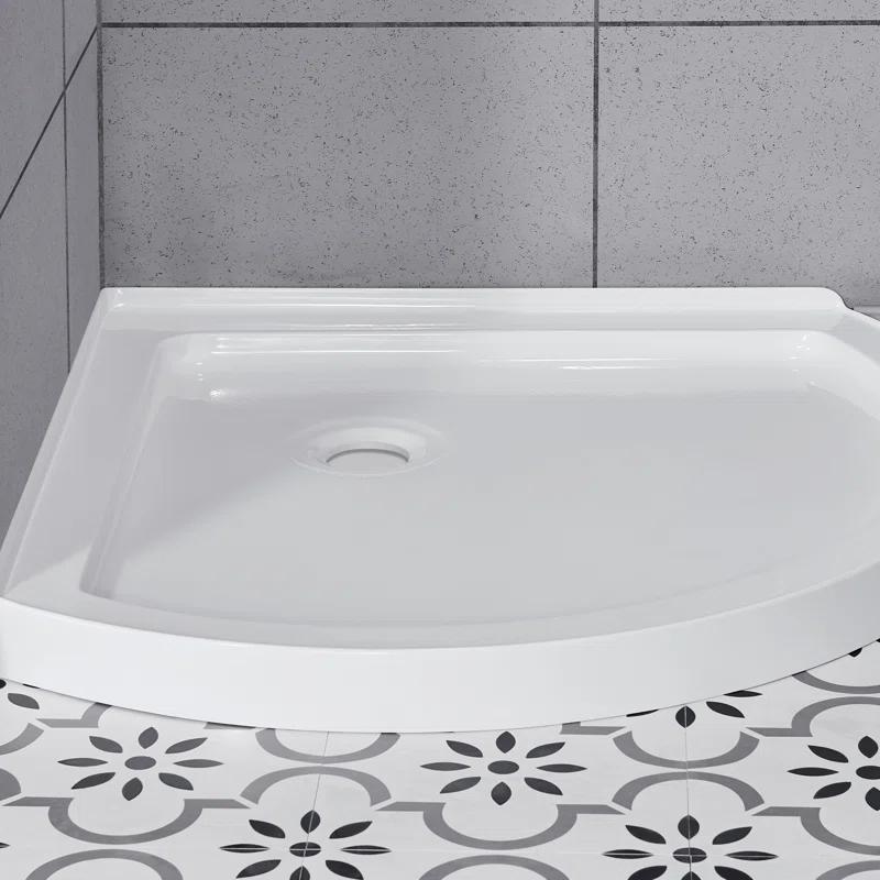 OVE Decors Breeze 40 in. Framed Round Shower Kit w/ Frosted Glass, Base, Wall in Chrome Finish