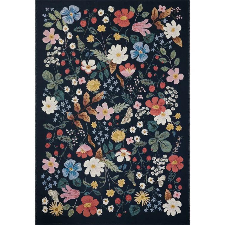Rifle Paper Co. x Loloi Rifle Paper Co. x Loloi Perennial Black/Navy Indoor / Outdoor Area Rug