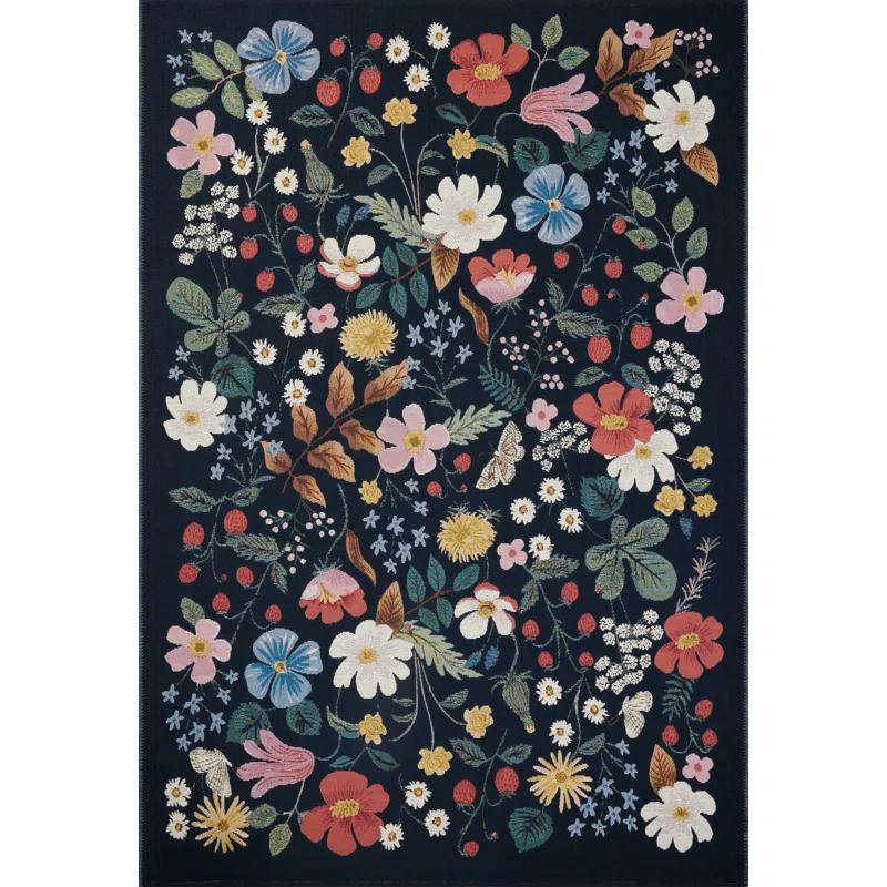 Rifle Paper Co. x Loloi Perennial Black/Navy Indoor / Outdoor Area Rug