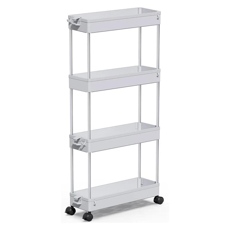 SPACEKEEPER Slim Rolling Storage Cart, 4 Tier Storage Organizer Utility Cart Mobile Shelving Unit