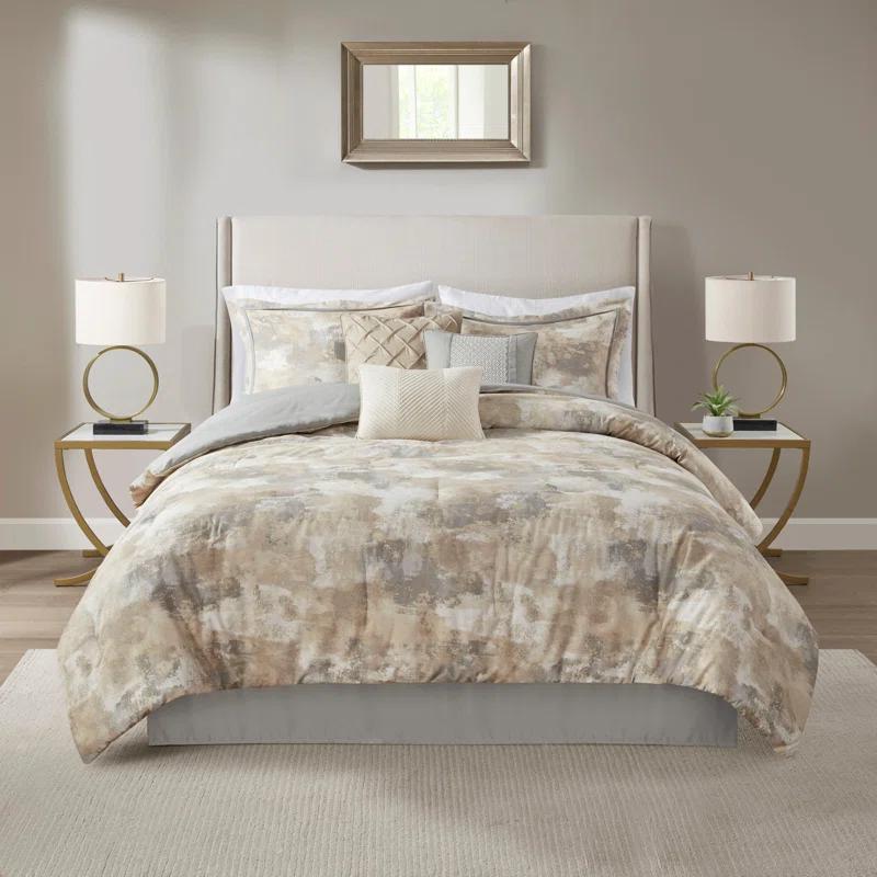 Madison Park Beacon 7 Piece Textured Cotton Blend Comforter Set (Set of 7)