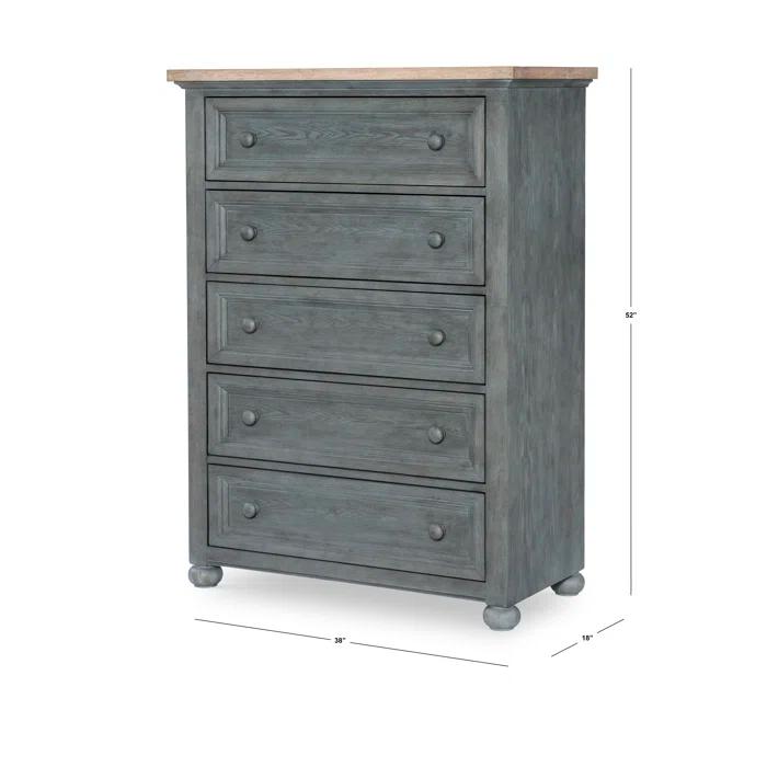 Lea 2 - Drawer Solid Wood Nightstand in Gray/Brown