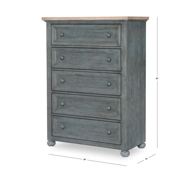 Lea 2 - Drawer Solid Wood Nightstand in Gray/Brown