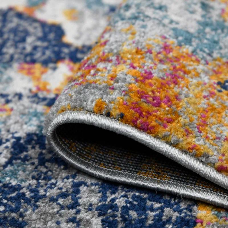 Chelsea Abstract Transitional Durable Performance Orange/Blue Area Rug