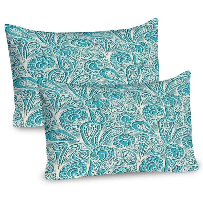 Ambesonne Ambesonne Teal and White Pillow Sham 2 Pack Feminine Fashion Turquoise White