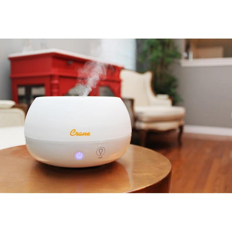 Crane USA 0.2 Gal. 2-in-1 Ultrasonic Cool Mist Humidifier & Aroma Diffuser for Small Rooms