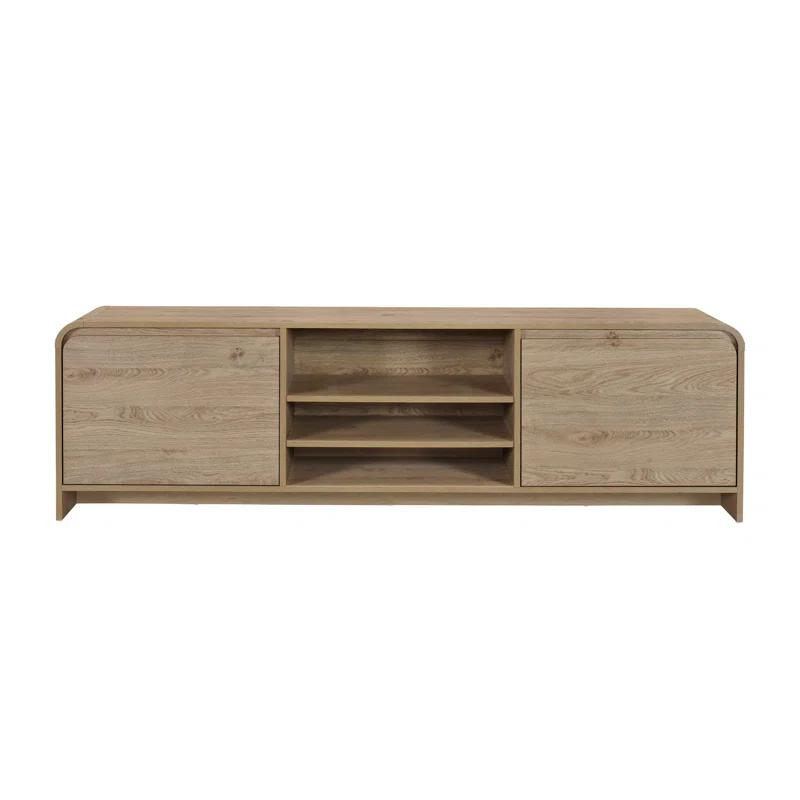 Benjara Maria TV Stand Media Cabinet, 2 Drawer And Shelves, Wood 71 Inch