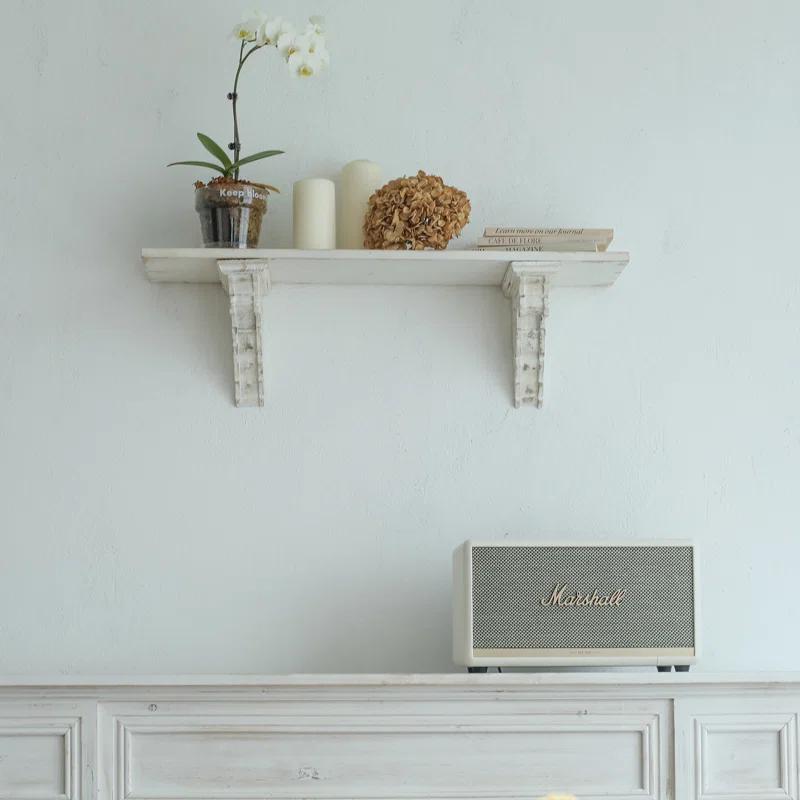 Ophelia & Co. Vintage Shabby Wood Corbels Brackets for Shelf Farmhouse Wall Decor (Set of 2)