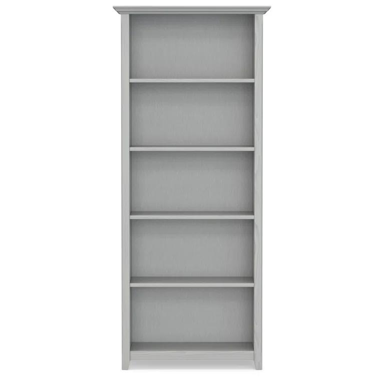 Simpli Home Amherst 30"W Solid Wood 5 Shelf Bookcase with Adjustable Shelves