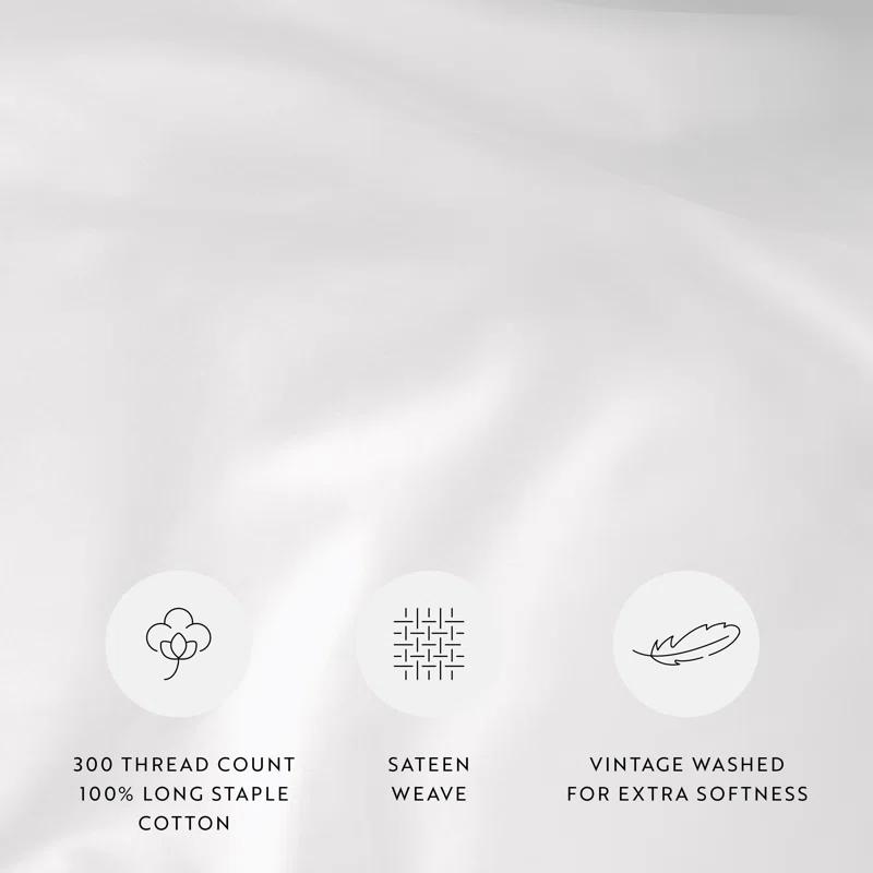 Becky Cameron Vintage Washed Long-Staple Sateen Cotton Duvet Cover Set