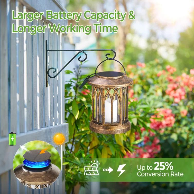 KOOPER Solar Lantern Outdoor Lights, Upgraded Flickering Candle Solar Lanterns Lights Outdoor Waterproof, Hanging Outdoor Solar Lanterns Lights, Solar Powered Lanterns For Yard Garden Decor (Set of 2)