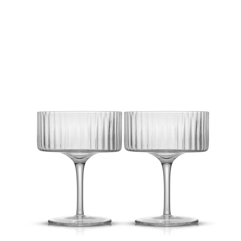 JoyJolt Elle Fluted Coupe Martini Glasses, 10oz (Set of 2)