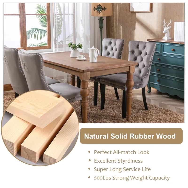 Rosdorf Park High-end Tufted Velvet Upholstered Nailhead Dining Chair