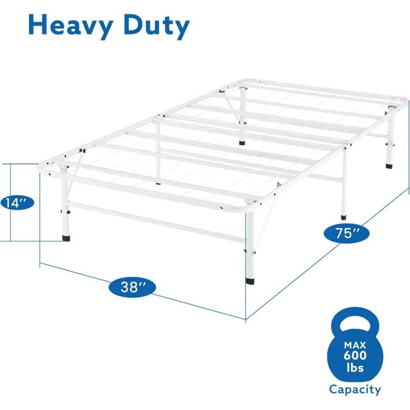 Muscoy 14" Foldable Steel Bed Frame, No Box Spring Needed, Underbed Storage , Easy Assembly