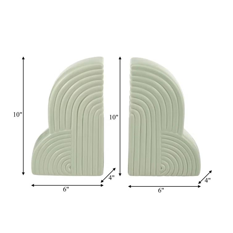 Arch Bookends - 13" x 10" Decorative Ceramic Book Holders - Book Lover Gift Idea (Set of 2)