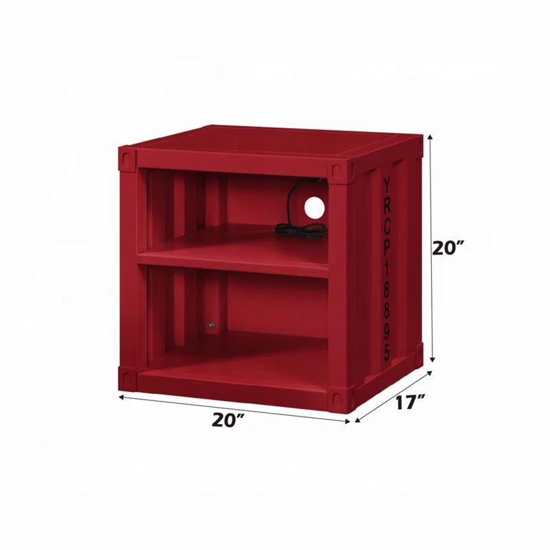 F&L Homes Studio Cargo Metal Nightstand W/USB