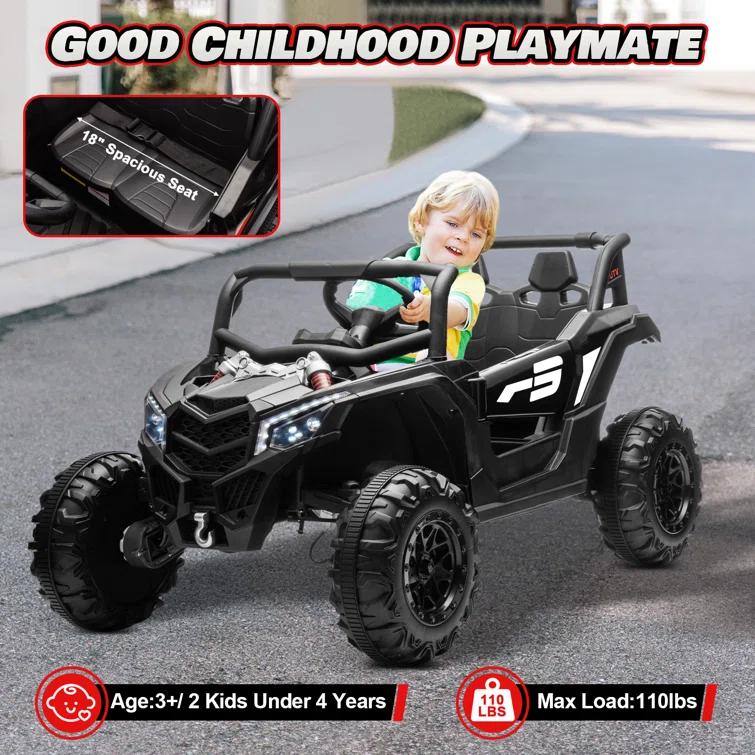 Anrli 24V 4WD Kids Electric UTV w/ Remote Control, Large Seat & 3 Speeds (Ages 3-8)