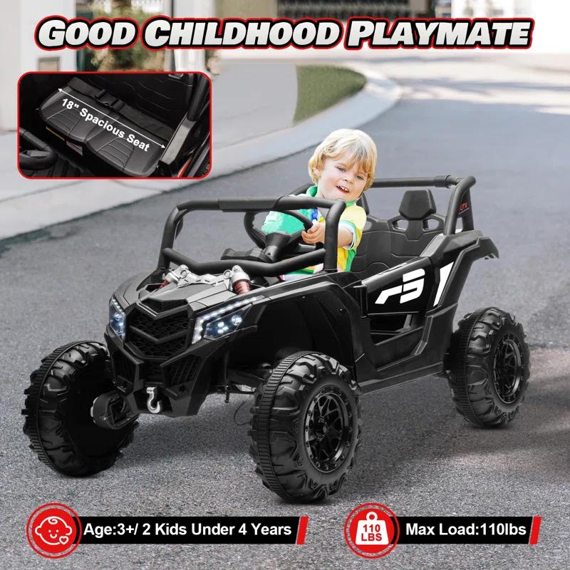 Anrli 24V 4WD Kids Electric UTV w/ Remote Control, Large Seat & 3 Speeds (Ages 3-8)