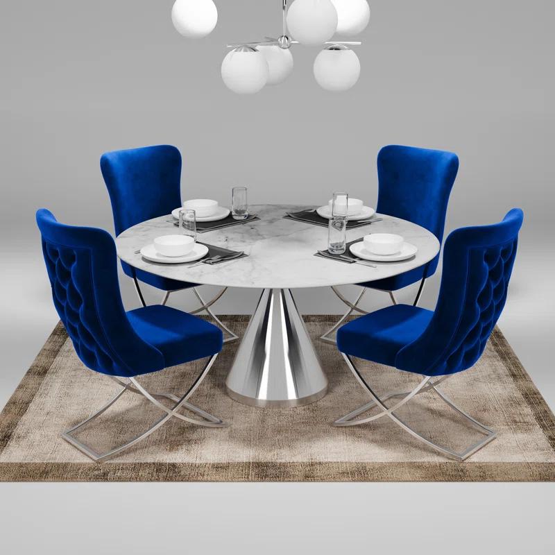 Orren Ellis Upholstered Modern Silver Legged Dining Chair, Set of 2 (Set of 2)