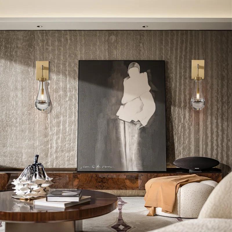 17 Stories Raindrop Thick Crystal Arm Wall Sconce (Set of 2)