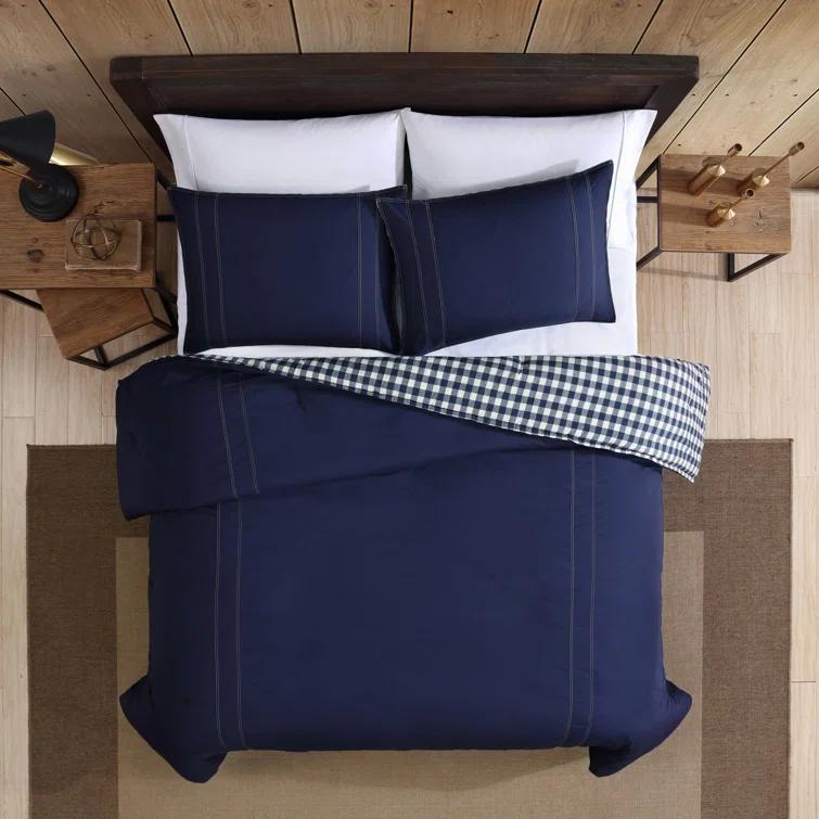 Eddie Bauer Portage Lewis Eddie Bauer Navy Cotton Reversible Comforter Set