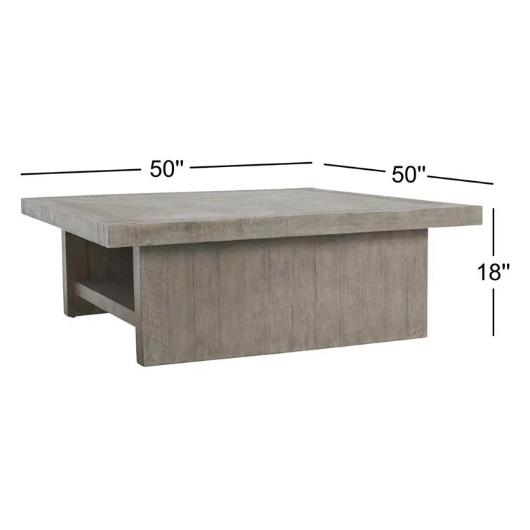 Edin Rectangular Reclaimed Wood Coffee Table with Shelf (50")