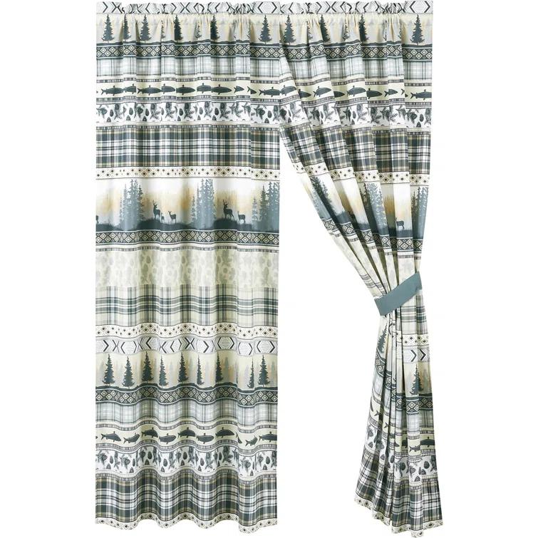 Chezmoi Collection Lake Northwest Cabin Lodge Window Curtain Set (Set of 2)