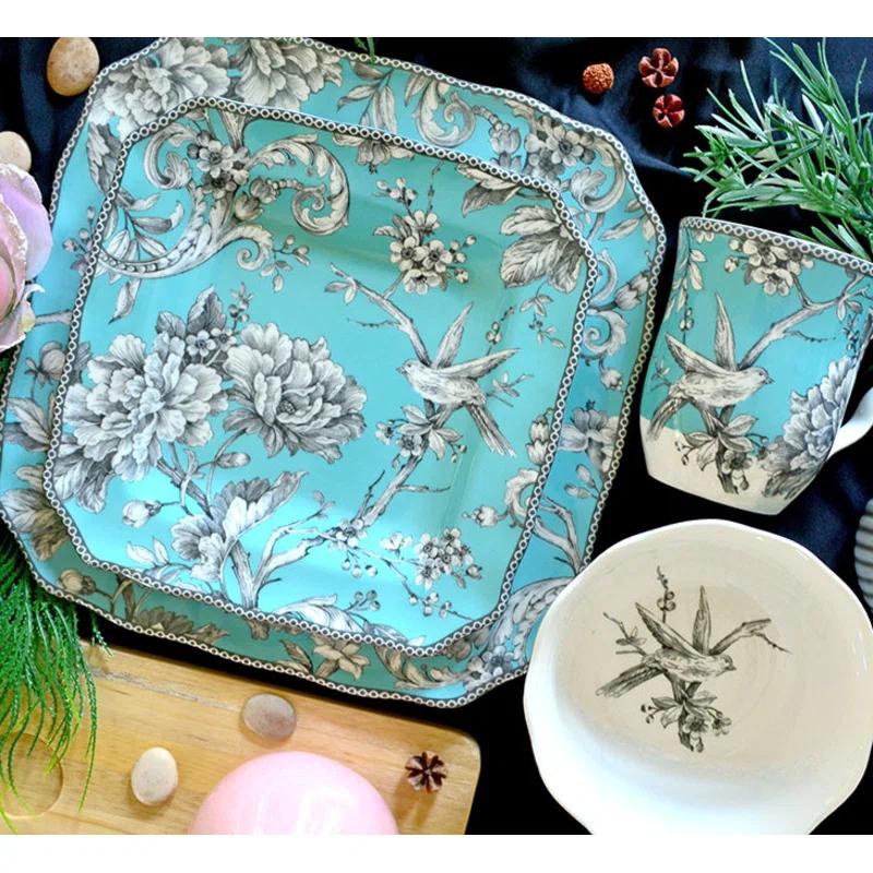 222 Fifth 222 Fifth Adelaide 16-Piece Porcelain Floral Dinnerware Set - Service For 4