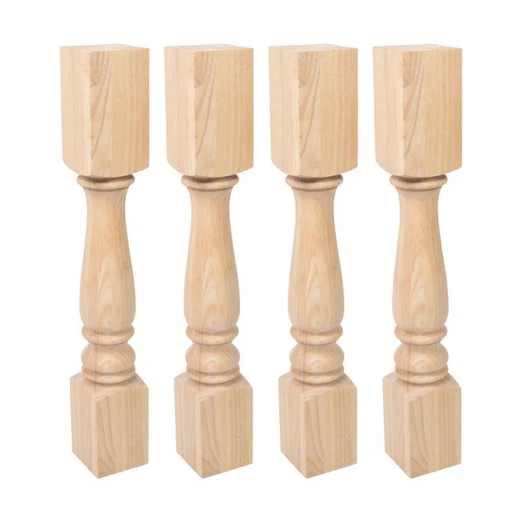 Architectural Products by Outwater L.L.C. Unfinished North American Solid Oak Plain Full Round Kitchen Island Leg (Set of 4)