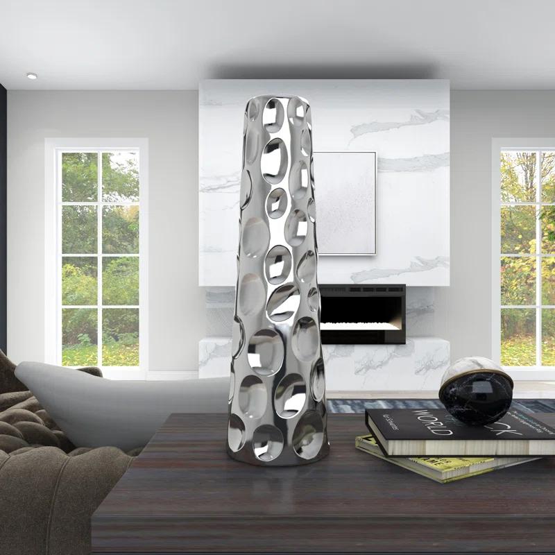 Meltham Ceramic Cone Decorative Vase with Concaved Bubble Texture