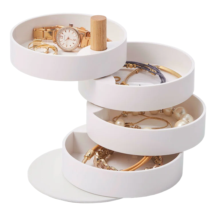 Yamazaki Home 4-Tiered Jewelry Boxes Saving, Plastic + Wood