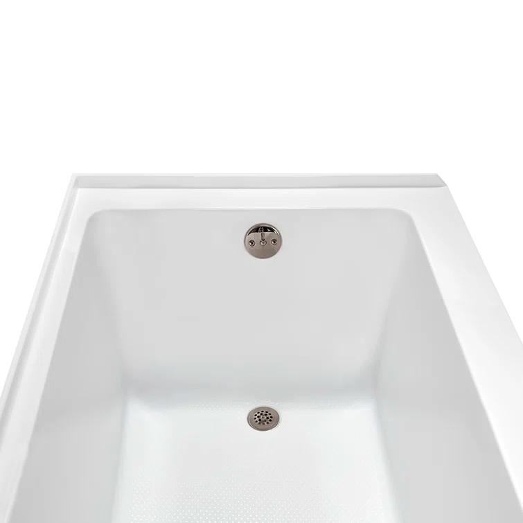 Streamline Bath Streamline 66 in. x 32 in. Acrylic Right-Hand Drain Alcove Bathtub in Glossy White With External Drain NAL-5620-BNK
