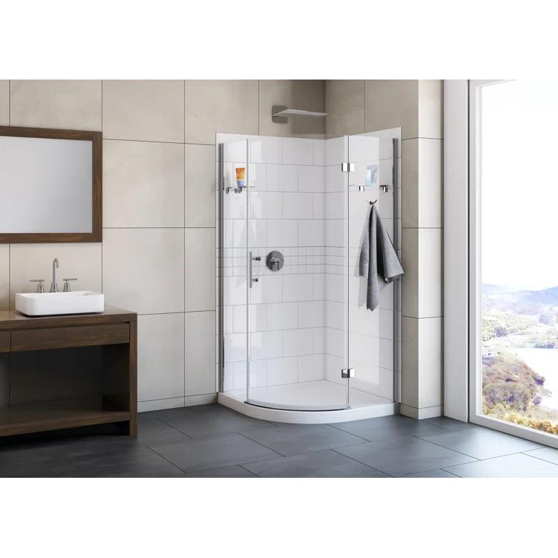 A&E Bath and Shower Risco 38'' W 75'' H Frameless Round Reversible Shower Kit Risco-38