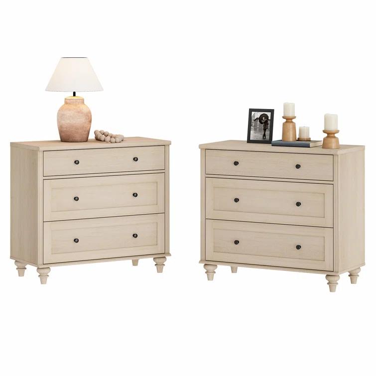 Ophelia & Co. Nightstand For Bedroom With 3 Drawers, Mid Century Modern Wooden Closet Storage Organizer