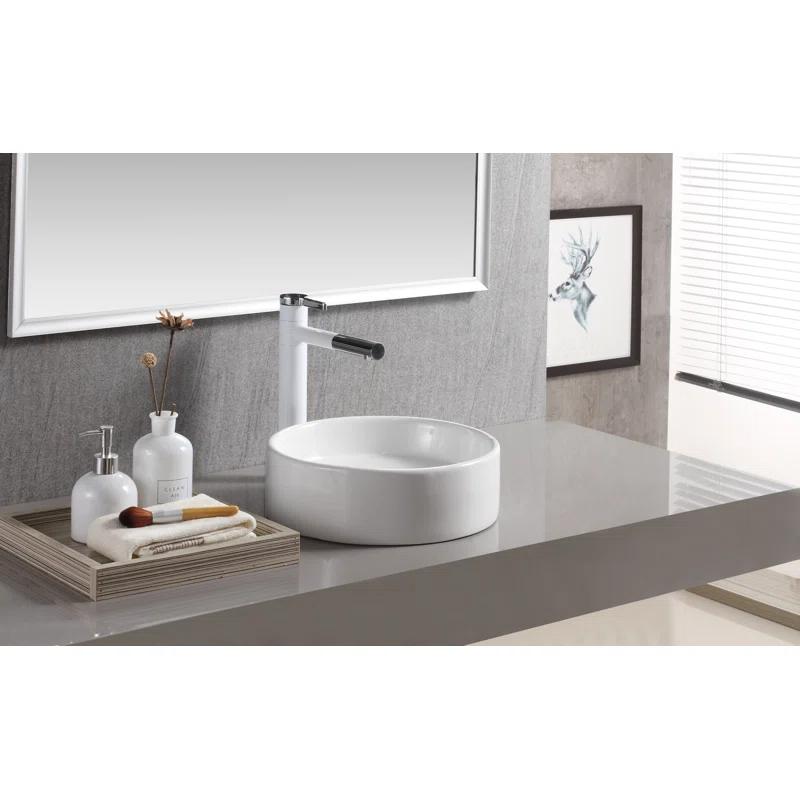 Elanti 1102 Elanti 13.63'' White Porcelain Circular Bathroom Sink