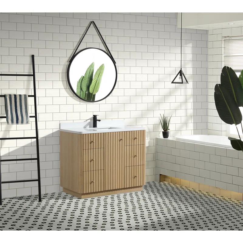 Ari Kitchen & Bath La Jolla 42'' Single Bathroom Vanity With Engineered Stone Top