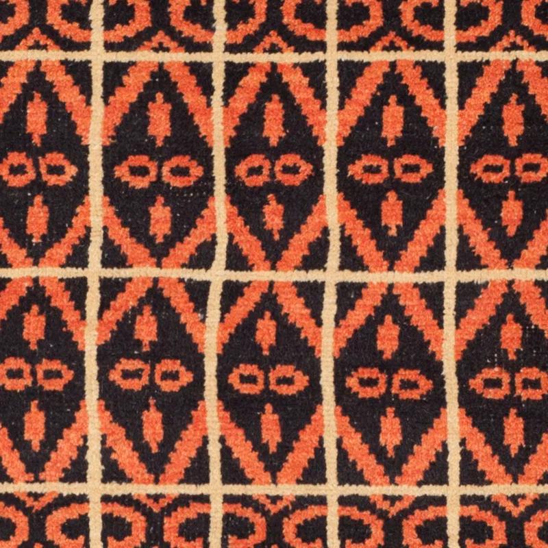 Union Rustic Alimatou Hand Knotted Wool/Cotton Southwestern Rug in Orange/Black