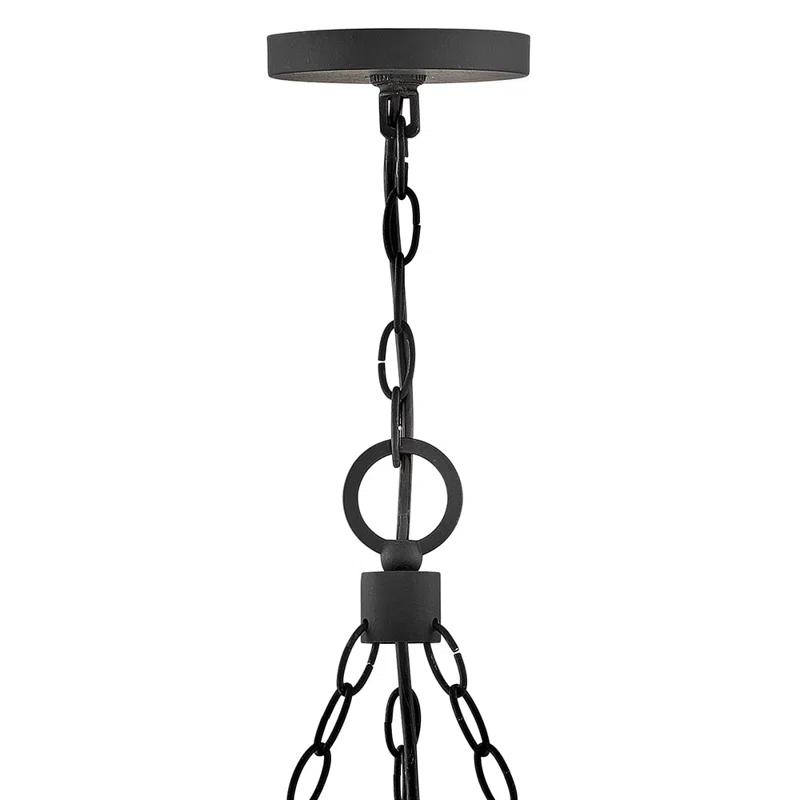 Hinkley Sawyer 30" Nine-Light Outdoor Candle Chandelier w/ Clear Seedy Glass Shades