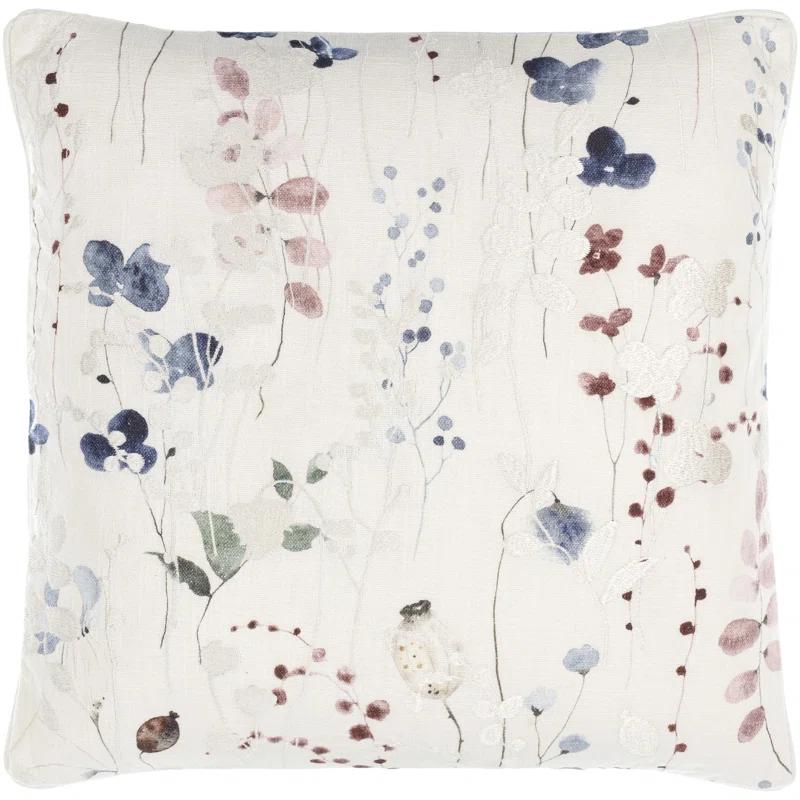 Painterly Florals Floral Cotton Throw Pillow